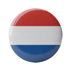 Fototapeta premium Dutch flag button on white background shows patriotism and national pride for Netherlands