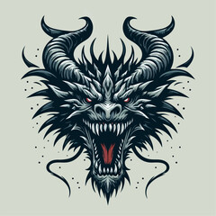spooky dragon head illustration