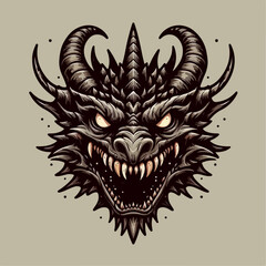spooky dragon head illustration