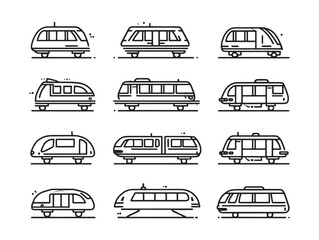 Obraz premium Monorail car sleek futuristic line art