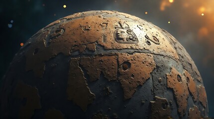 Weathered Earth Globe with Cracked Surface