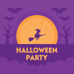 Whimsical Halloween Vector Illustration with Classic Holiday Elements and Bold Color Palette