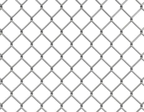 A detailed view of a sturdy metallic chain- fence creating a protective barrier.