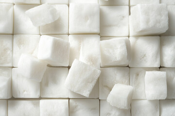 White sugar cubes arranged in a grid some cubes are slightly out of place