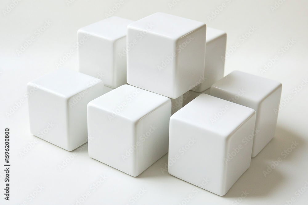 Poster white cubes stacked in a pyramid shape simple geometric design