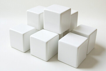 White cubes stacked in a pyramid shape simple geometric design