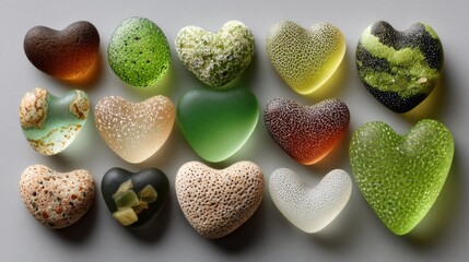 Collection of Heart Shaped Sea Glass Pieces