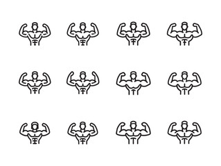 Muscle Flex Line Art Power Form