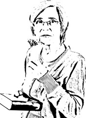 Mature woman with book and flower