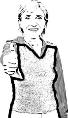 Senior business woman giving thumbs