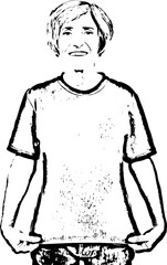 Mature woman showing her t-shirt