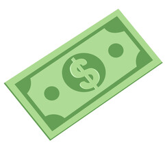 Angled green dollar bill showing perspective motion.