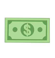 Single green dollar bill, flat illustration.