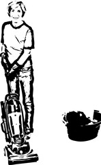 Senior woman using vacuum cleaner