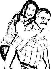 Senior father giving piggyback to her adult daughter