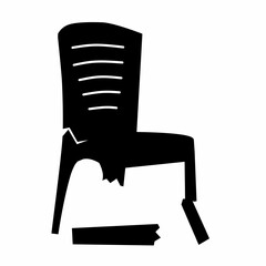 Black vector of broken bench that is not suitable for use on a white background.