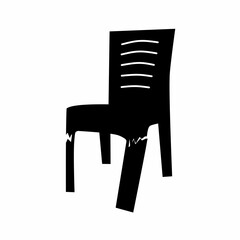 Black vector silhouette of a chair with broken legs. Perfect for a broken and weathered bench logo.