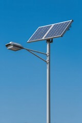 Solar street lamp under a clear blue sky