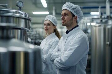 Supervisor scolding an employee in a modern industrial factory for a mistake, illustrating issues with quality control and safety violations, while maintaining workplace professionalism, Generative AI
