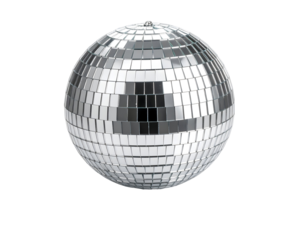 A brilliant reflective sphere covered in tiny mirrors captures and disperses light beautifully.