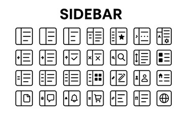 A collection of solid black icons for sidebars and menus
