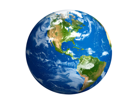 A stunning detailed view of our vibrant blue and green planet Earth from the vastness of space.