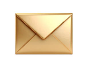 A luxurious golden envelope with a perfectly sealed flap conveys a sense of importance and prestige.