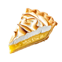 Slice of Lemon Meringue Pie with Golden Brown Topping