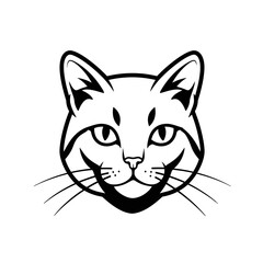 Stylized black and white cat face vector graphic silhouette