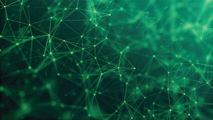 Abstract green digital fractal network of light lines for a futuristic technology or festive Christmas design