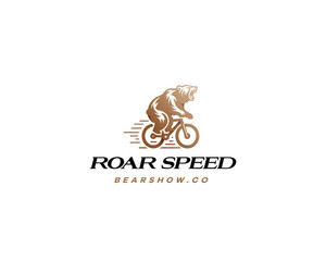 Speed race wild bear ridin bicycle logo template for sport company