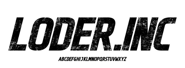 Alphabet Bold Grunge Font. Rustic Font. Distressed Font. Rough Font. Uppercase. Number . For Fashion Brand Sport Film Movie Design .Vector illustration