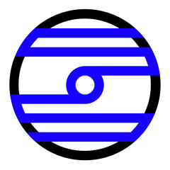 circle art using blue and black colors, and where the blue lines are connected without breaking, and the black lines can be erased as needed