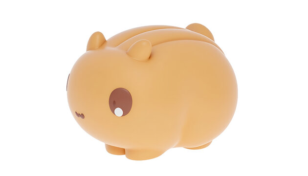 Charming 3D Render of a Cute Cartoon Style Kawaii Hamster Icon Featuring Warm Brown Color on Transparent Background