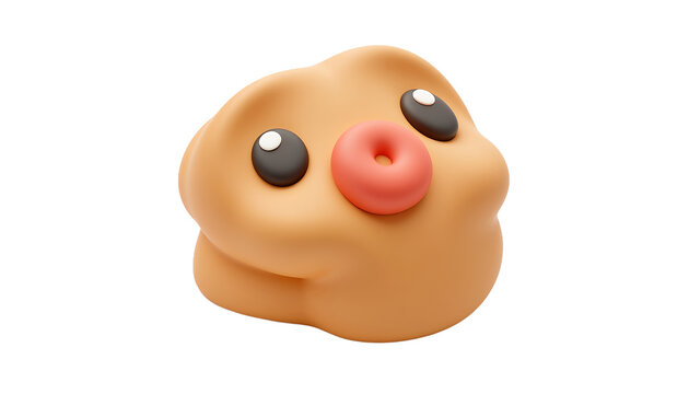 Cute Kawaii Piglet Cartoon Style 3D Render on Transparent Background for Graphic Design Element