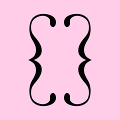 Curly braces pair icon. Hand drawn curvy double brackets, punctuation symbol isolated on white background. Brackets symbol. Quote vector sign. Curved curled typography mark. Flat vector illustration