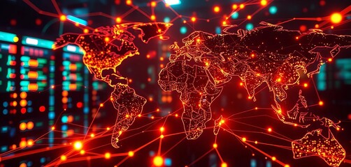 Global network of interconnected servers, glowing with data streams,  metaverse,  connection