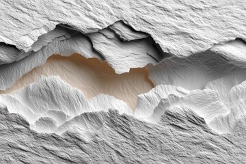 Striated Paper Texture with Warm Brown Void in Monochrome Composition - Geological Abstract Art for Contemporary Gallery Spaces