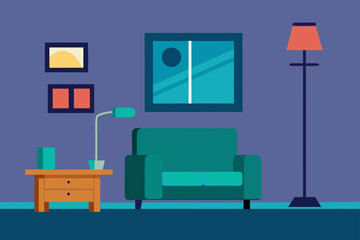 comic style living room  floor lamp