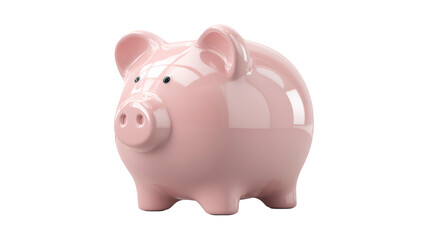 Obraz premium Classic Pink Piggy Bank for Savings isolated On Transparent Png Background.