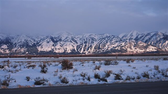 Snowy Teton Mountains in Morning Light