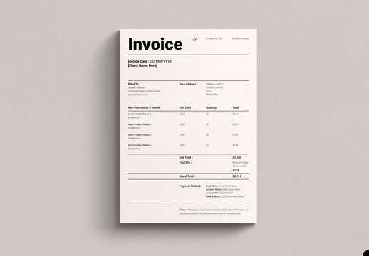 Professional Invoice Layout Design Template