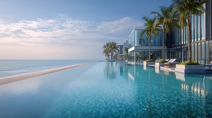 Modern Beachfront Resort with Infinity Pool / 洗練された現代建築のビーチリゾートとインフィニティプール