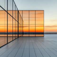 Sunset Reflection on Glass Building Facade, Architecture, Cityscape