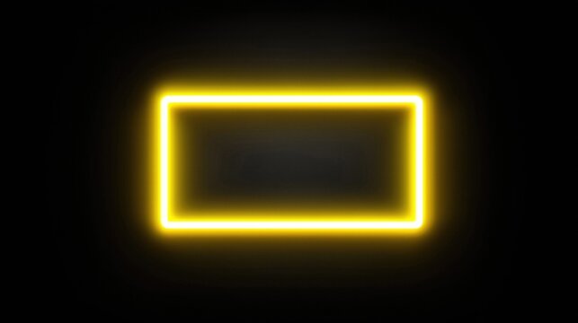 A glowing yellow rectangle outlined against a solid black background, creating a striking visual contrast.