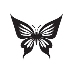 Fototapeta premium Butterfly Silhouette Vector Black and White Symmetrical Insect Illustration