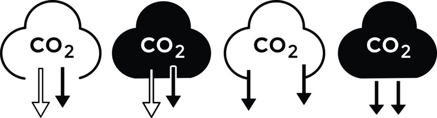 Low carbon dioxide icon. CO2 reduction vector icon design. Reduce carbon dioxide co2 icon Outline sign
