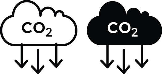 Low carbon dioxide icon. CO2 reduction vector icon design. Reduce carbon dioxide co2 icon Outline sign

