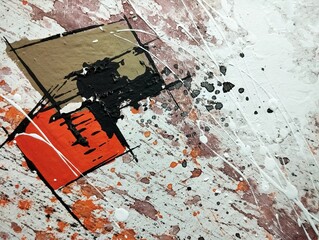 Geometric Abstract Painting with Earthy Tones and Expressive Textures