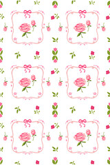 Pink Rose Pattern, Small Pink Flower,  Cute Seamless Pattern Design Element for Sale Banner, Poster, Wallpaper, Textile and Gift Wrapping Paper.